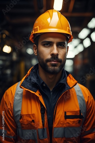 male engineer in uniform, safety equipment, handsome young supervisor, wearing safety gear, professional man, professional job, tech