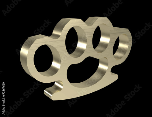 Brass Knuckle 3d gold icon vector illustration element for gansters or mafia vintage logo design 3d