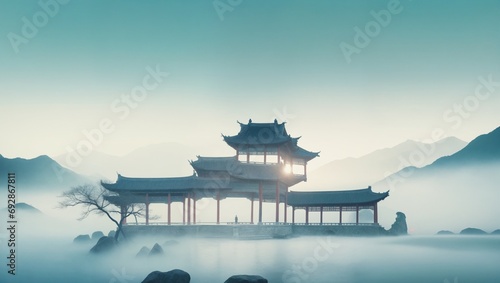 Traditional Chinese architectural landscape wallpaper photo