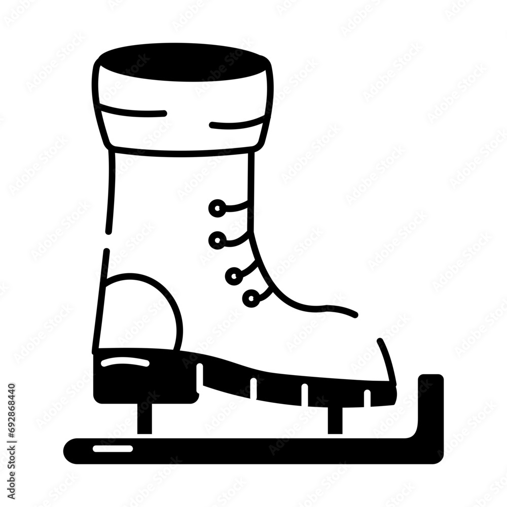 Here’s a linear icon of snow skate boot Here’s a linear icon of snow skate boot