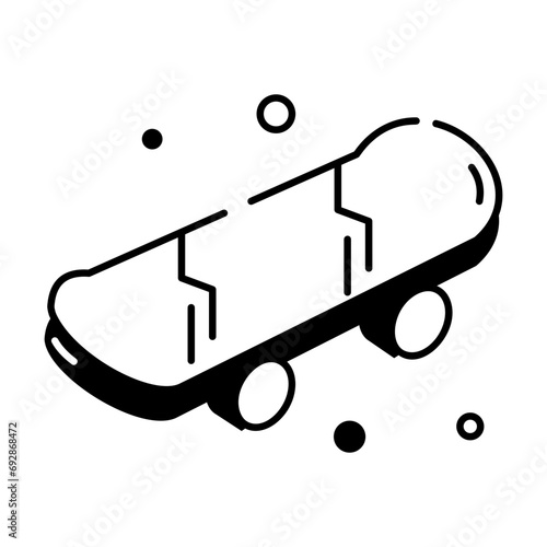 Here’s a linear icon of skateboard 