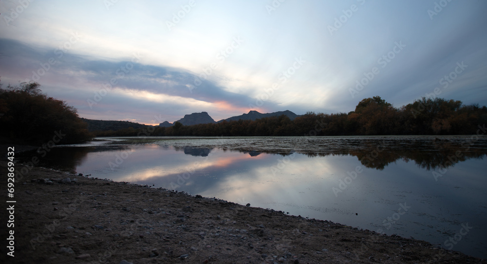 Deep blue sunset sky over Salt River near Phoenix Arizona United States Deep blue sunset sky over Salt River near Phoenix Arizona United States