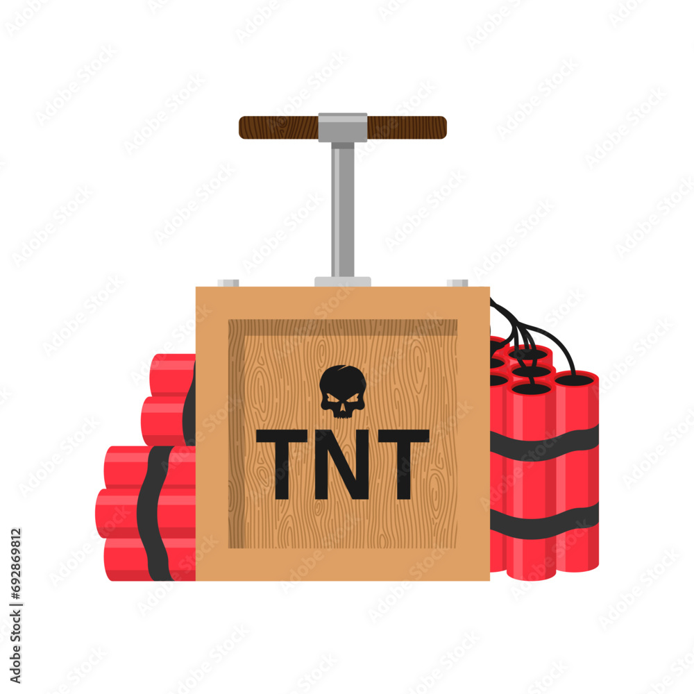 Tnt dynamite. Cartoon bomb with burning wick and explosive detonator, red stick mining blast charge, destroy firecracker fuse burning cable vector illustration Tnt dynamite. Cartoon bomb with burning wick and explosive detonator, red stick mining blast charge, destroy firecracker fuse burning cable vector illustration