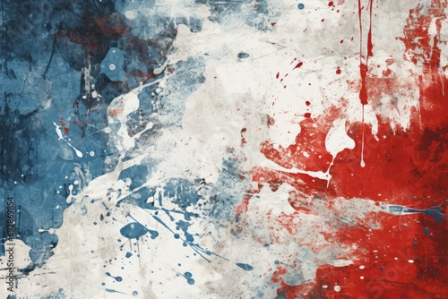 Grunge Red  White  and Blue Splatter Painting