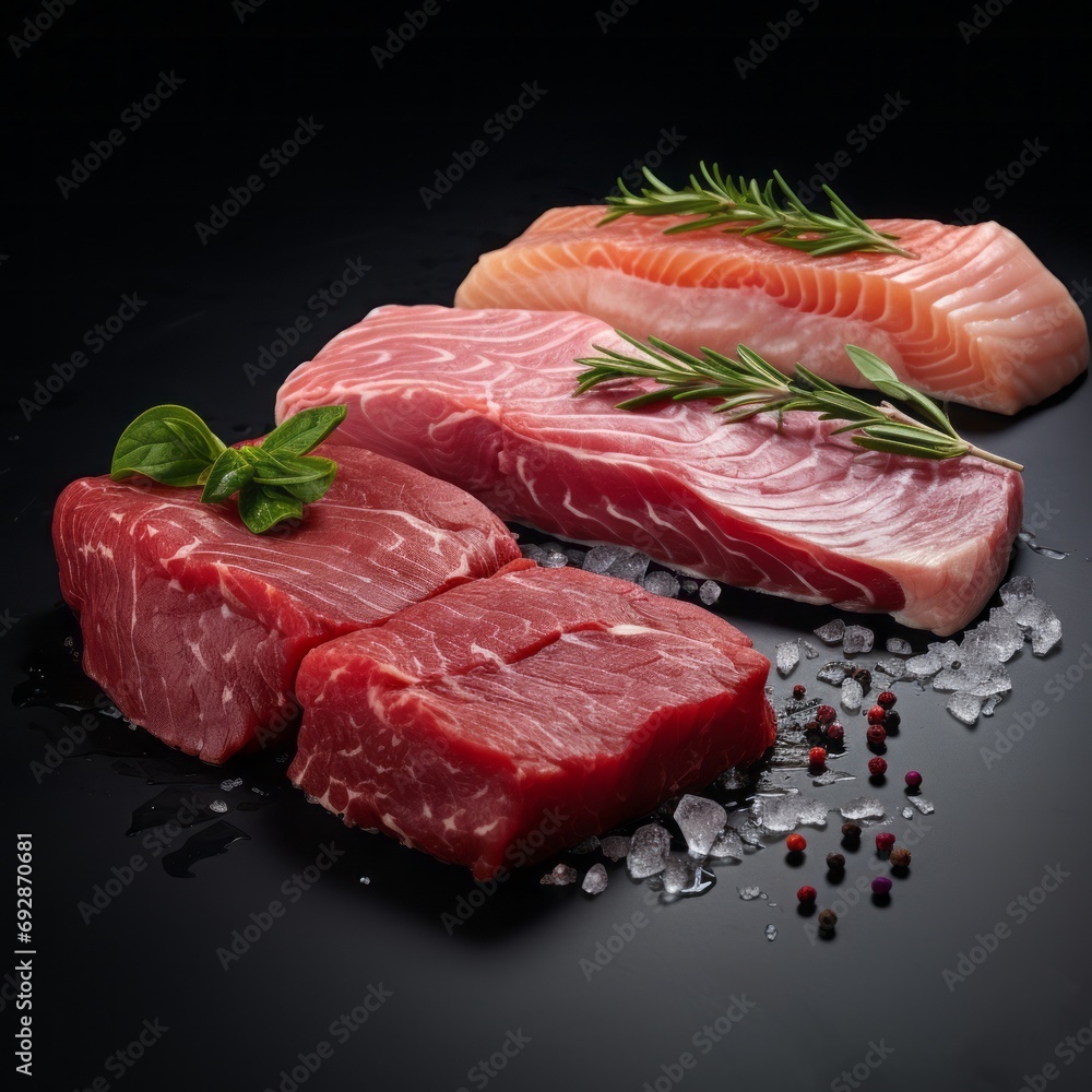 Raw Meat and Fish with Herbs and Spices Raw Meat and Fish with Herbs and Spices