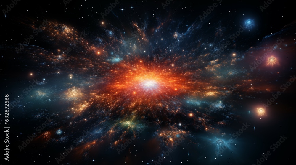 Fototapeta premium Mysterious Celestial Background with Nebula and Stars