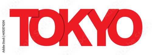 TOKIO. Red banner with the name of the capital of Japan.