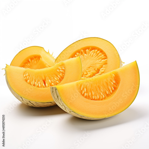 Sliced melon on white background