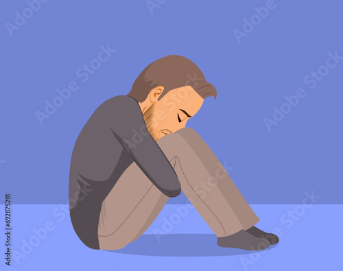 Depressed man feeling blue ...