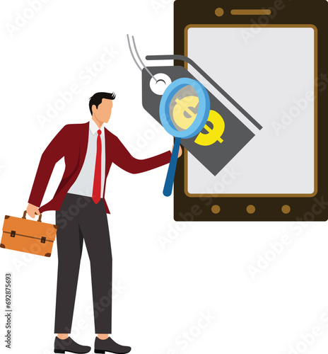 Pricetag With Magnifying Glass, Achievement, Advertisement, Analyzing, Budget