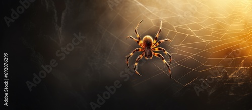 Spider settles in web.