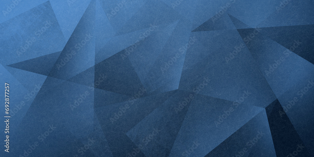 Abstract blue background design with triangle blocks in geometric ...