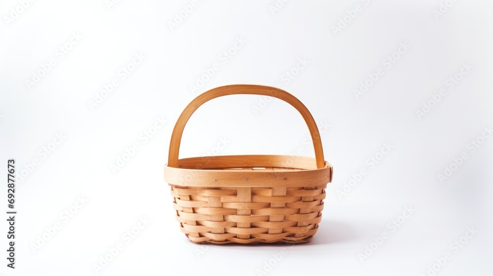 Empty wooden basket on white background Empty wooden basket on white background