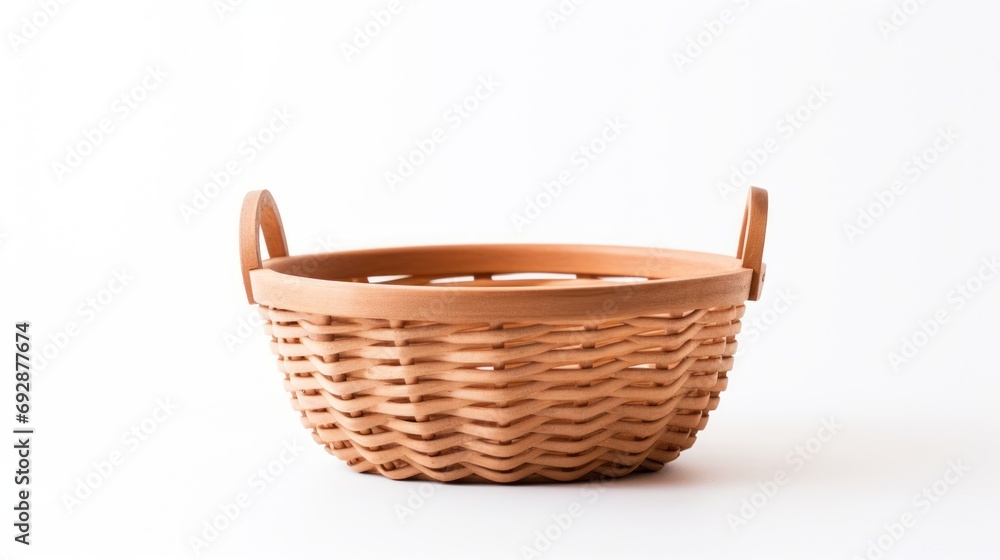Empty wooden basket on white background Empty wooden basket on white background