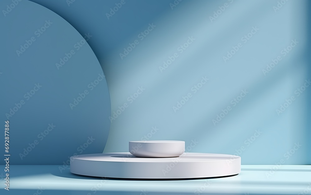 Minimalist Blue Podium with Shadow Background for Product Display or Mockup Minimalist Blue Podium with Shadow Background for Product Display or Mockup