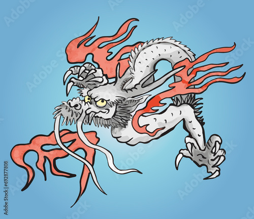 Wallpaper Mural 炎の中を飛ぶ龍のイラスト Torontodigital.ca