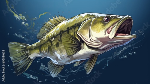 Generative AI image of bass fish in the water photo