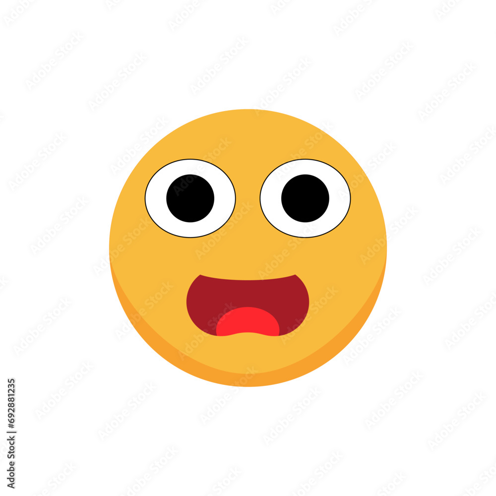 Fototapeta premium Scared emoticon. Cartoon emoji. Flat vector