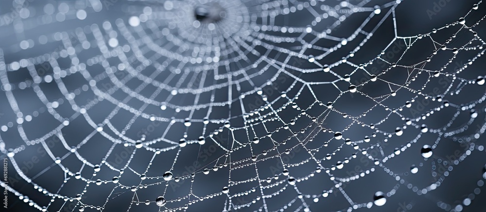 Dew-covered spider web. Dew-covered spider web.