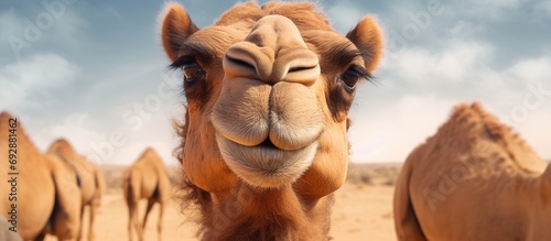 Camel smiling at the camera.