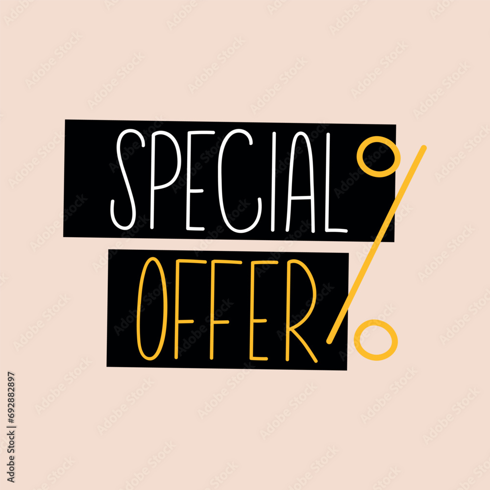Hand drawn special offer badge. Discount banner. Modern simple sale coupon design. Vector