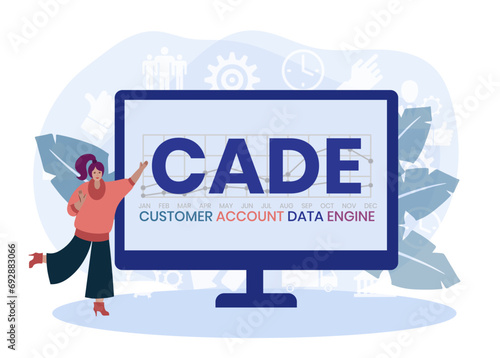 CADE, Customer Account Data Engine acronym. Concept with keyword and icons. Flat vector illustration. Isolated on white.