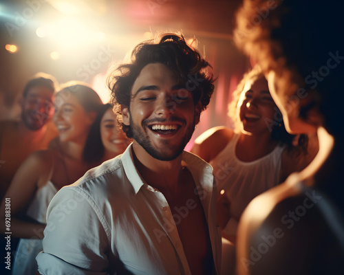 Handsome guy dancing in the club