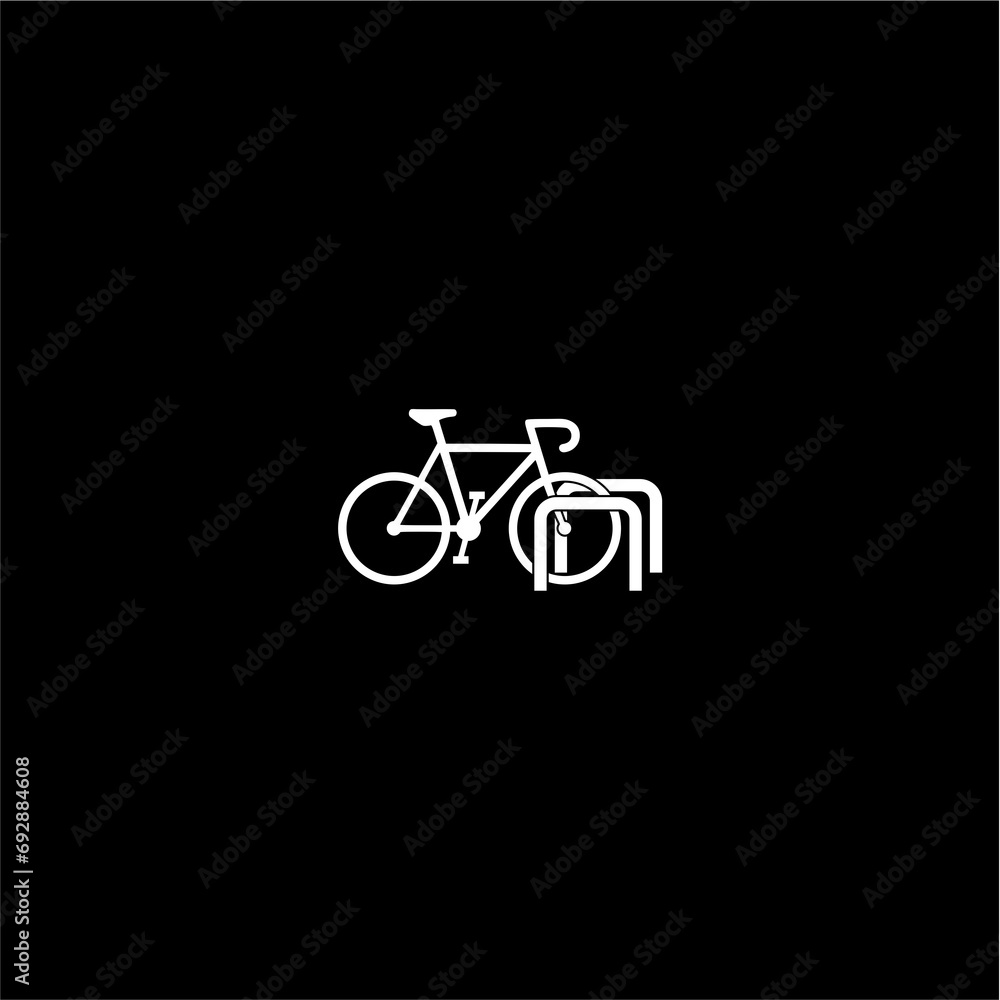 Park bicycle area place icon isolated on dark background Park bicycle area place icon isolated on dark background