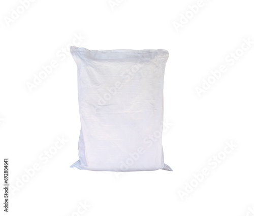 Big closed white plastic canvas sack mailer parcel bag  for delivery shipping packaging  isolated on white background , clipping path