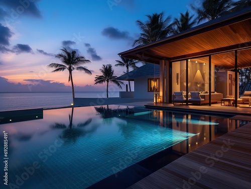 the pool at or near maldives at twilight © Intelligence Studio