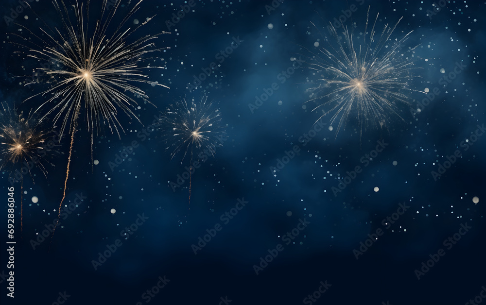Fireworks on Dark Blue Background