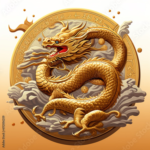 Wallpaper Mural chinese dragon statue Capricorn and gold zodiac sign, generative ai Torontodigital.ca