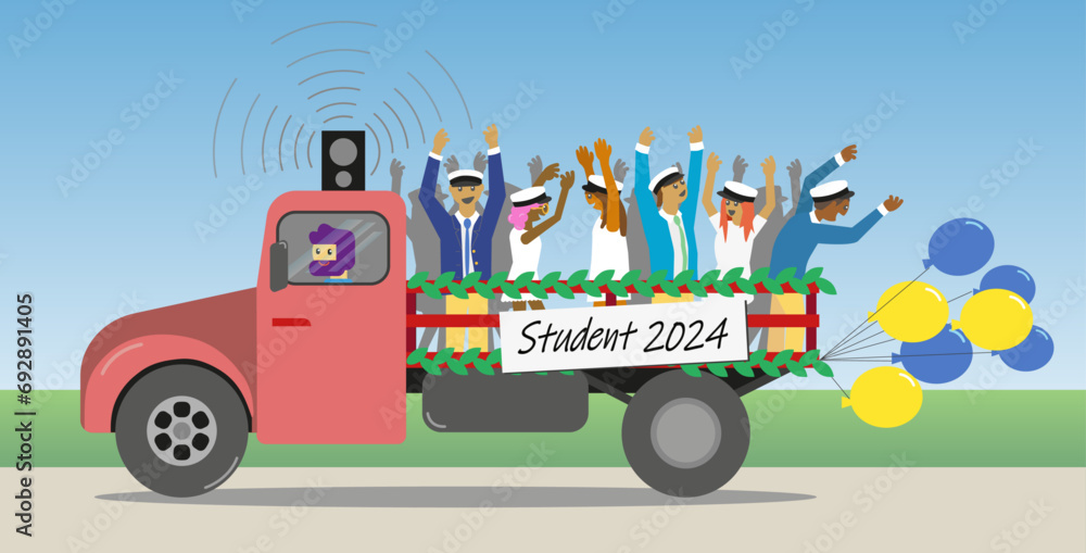Fototapeta premium Young students celebrating graduation 