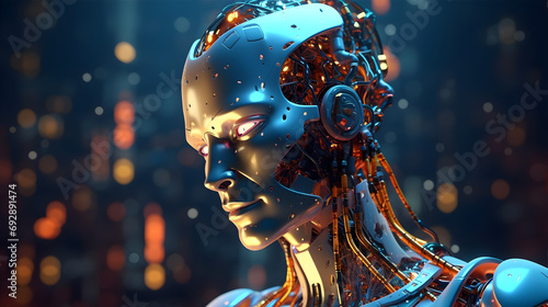 Robot brain digital illustration. generative AI.