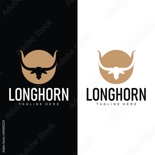 Longhorn Logo Old Vintage Design West Country Texas Bull Horn photo