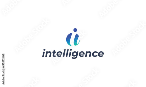 Letter i modern technological global network connection logo