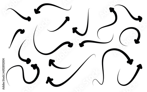 Vector curved sketch arrows collection hand drawn vector arrows pointing different directions