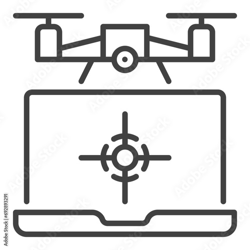 Drone with Laptop Computer vector Quadcopter concept outline icon