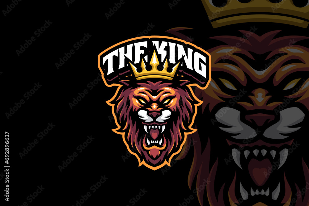 lion king mascot logo design for sport gaming team