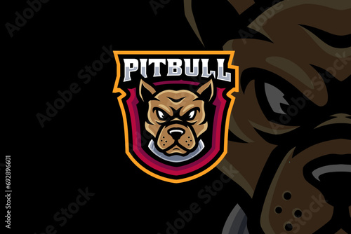 pitbull dog mascot logo design for sport gaming team
