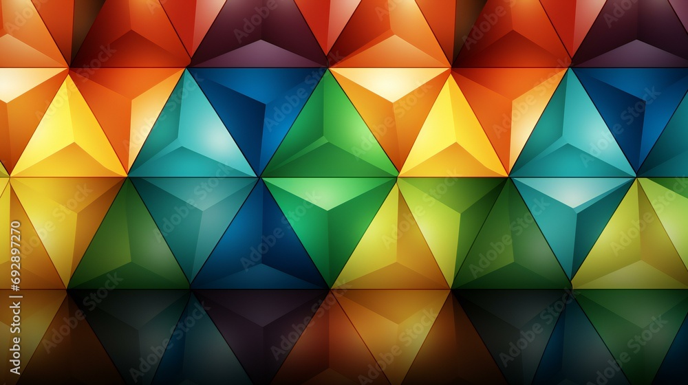 Obraz premium Geometric Spectrum: A Dazzling Array of Triangular Shapes in a Multicolored Mosaic Pattern