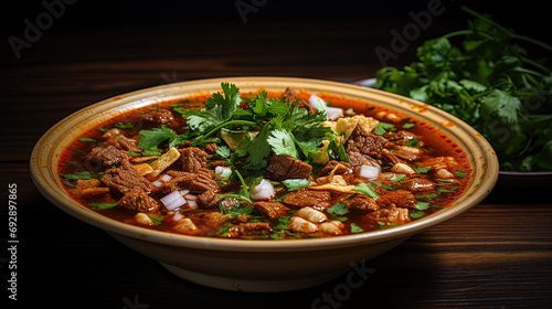 A Flavorful of Spicy Beef Menudo Soup with Savory Onions, a Culinary Masterpiece to Satisfy Your Palate photo