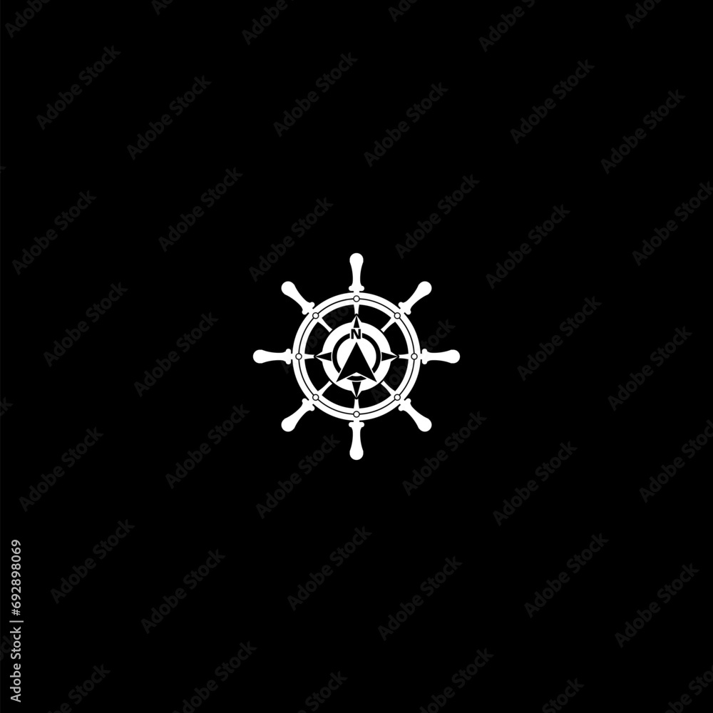 Ship wheel logo design concept icon isolated on dark background Ship wheel logo design concept icon isolated on dark background
