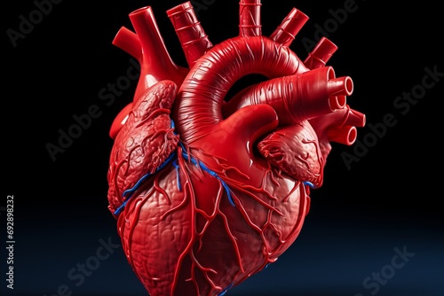 Anatomical Illustration of Cardiovascular System. Heart, Arteries, Veins, and Capillaries photo