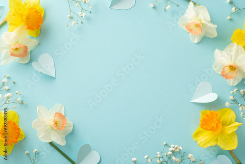Billede på lærred Experience charm of fresh daffodils in full bloom during spring