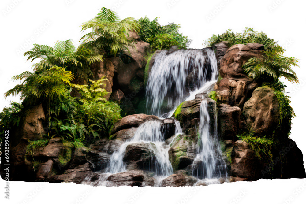 Waterfall on mountain stream isolated on transparent background, png file Waterfall on mountain stream isolated on transparent background, png file