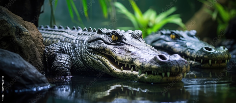Fototapeta premium Zoo in Kuching, Sarawak, houses crocodiles.