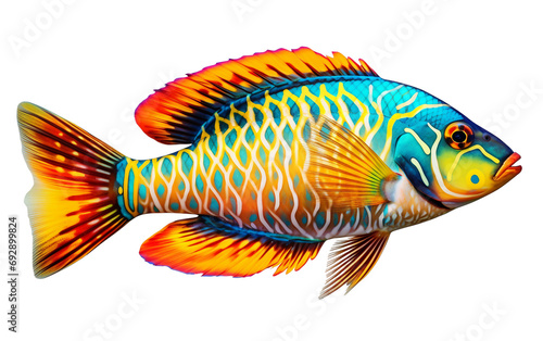 Exploring the Vibrant Wrasse Fish Patterns Isolated on Transparent Background PNG.