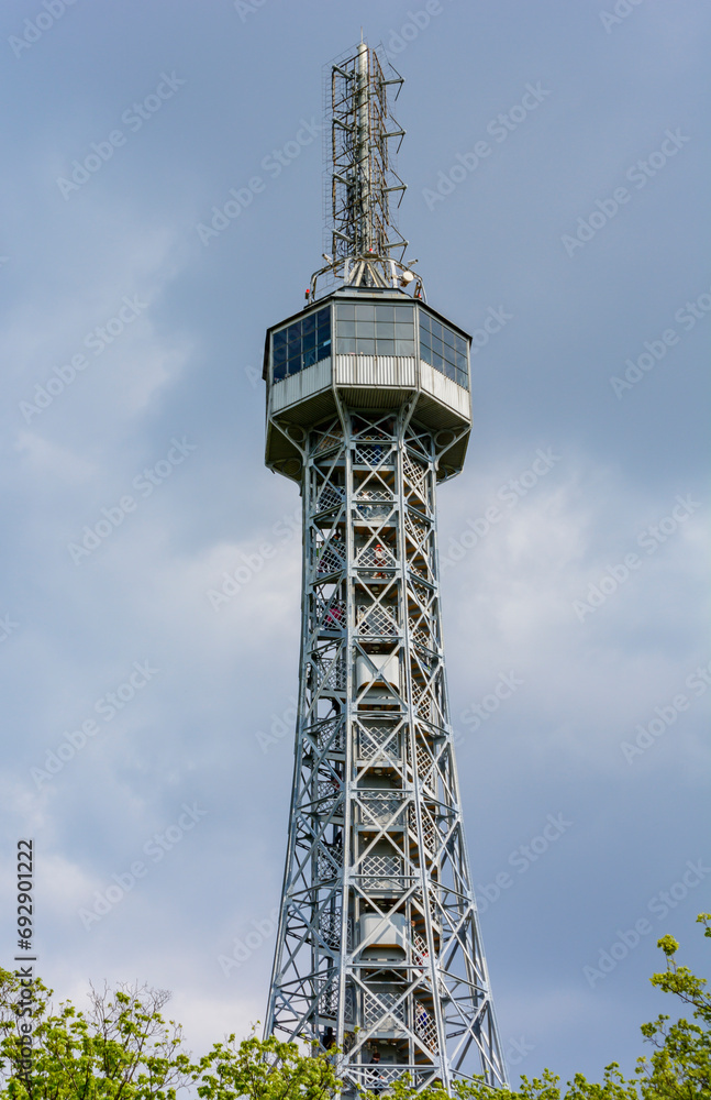 Petrin lookout tower on Petrin hill, Prague, Czech Republic