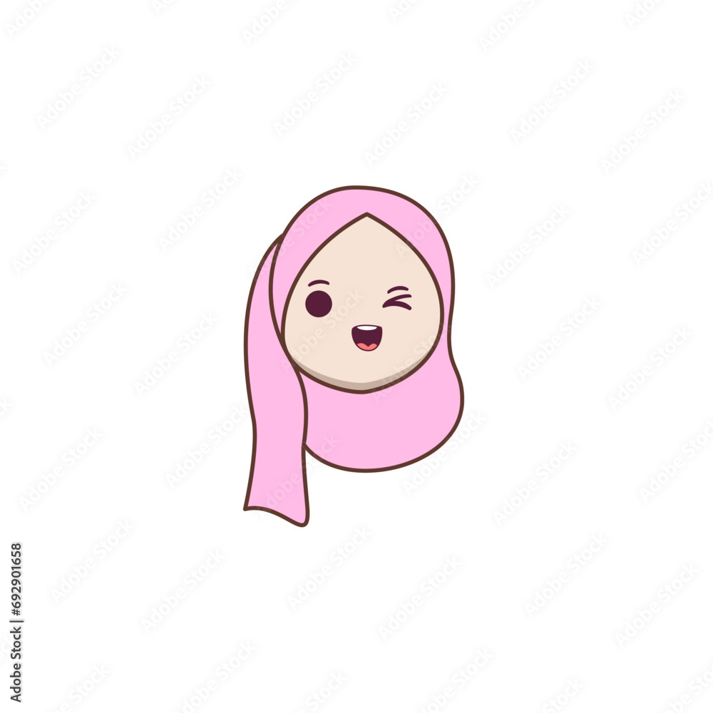 cute hijab female expression vector girl cute hijab female expression vector girl